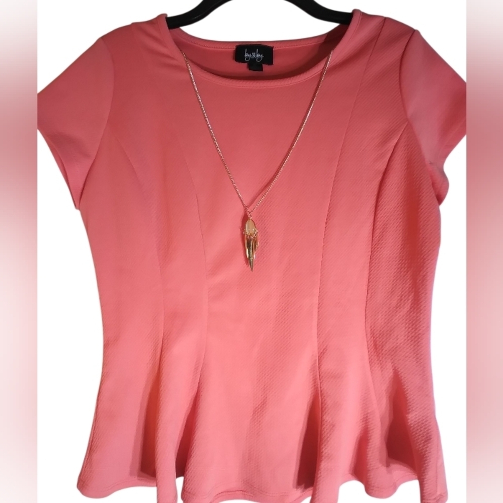 By & By Coral Women's Blouse With Removable Necklace Size XL Formal Office Trip